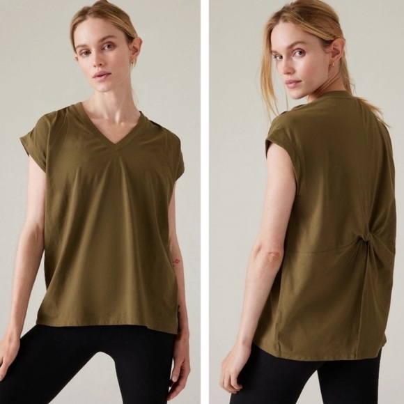 Athleta Tops - Athleta Outbound Twist Tee Olive Green Size Large